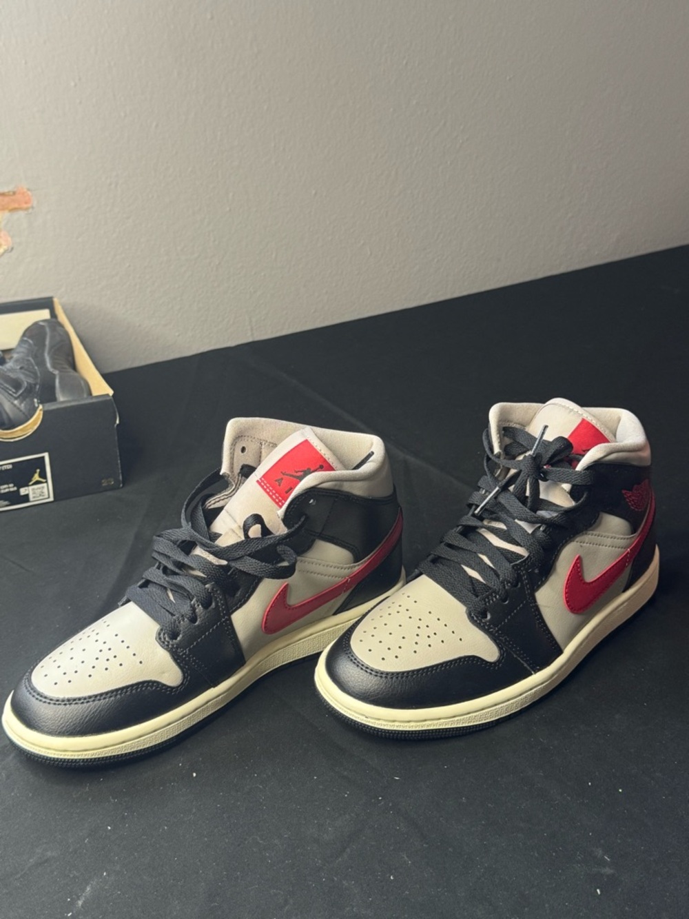 Nike Air Jordan 1 Mid Women's - Black/College Grey/Gym Red - Size 6.5